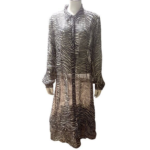 Trio New York Size 14 Sheer Zebra Print Vintage Silk Dress Resort Wear Cover Up - Picture 7 of 9